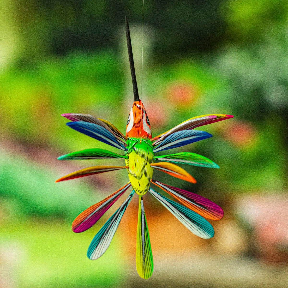 Hand Painted Wood Alebrije Bird Ornament K566