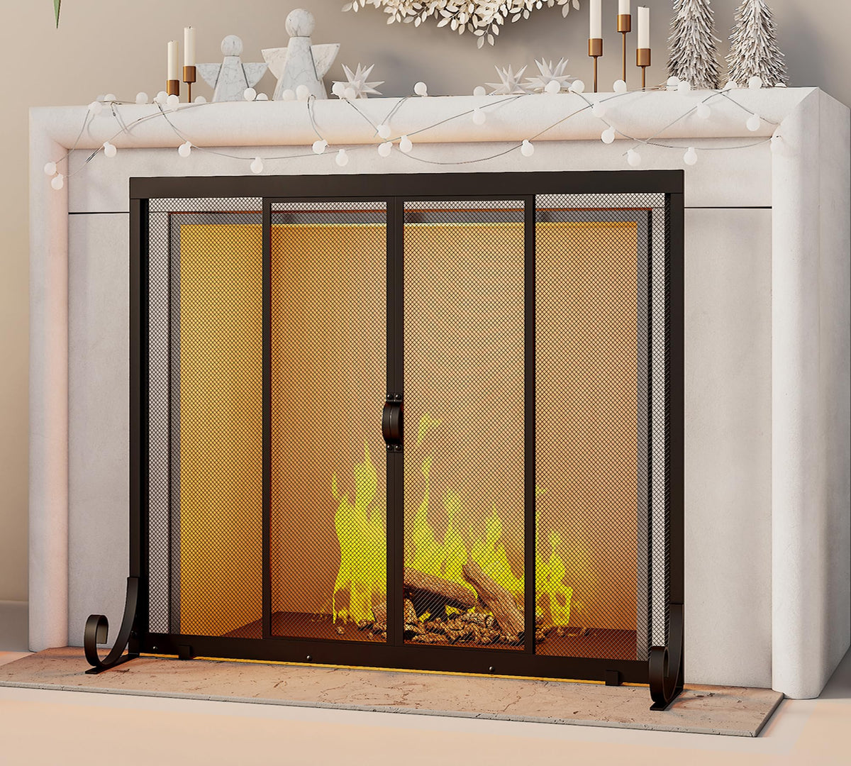 Sliding Wrought Iron Fireplace Screen M153