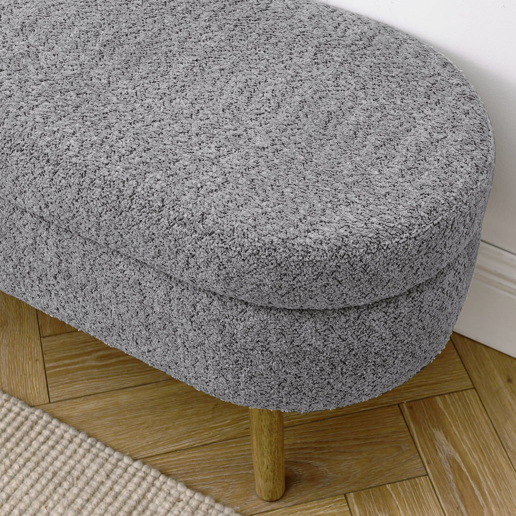 Oval Storage Bench with Rubber Wood Legs Gray D233